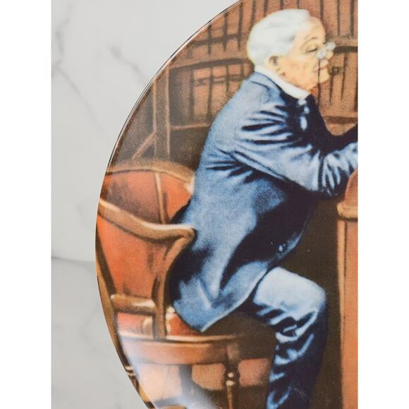 The Professor Plate Wall Decor Year 1986 Fine China 8 1/2" Norman Rockwell Vtg - Picture 7 of 14